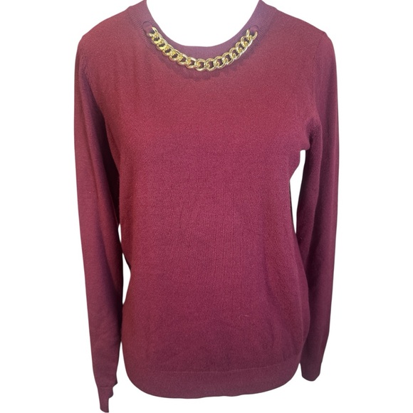 Michael Kors NWT Merlot Sweater with Gold Chain Detail - Picture 3 of 8